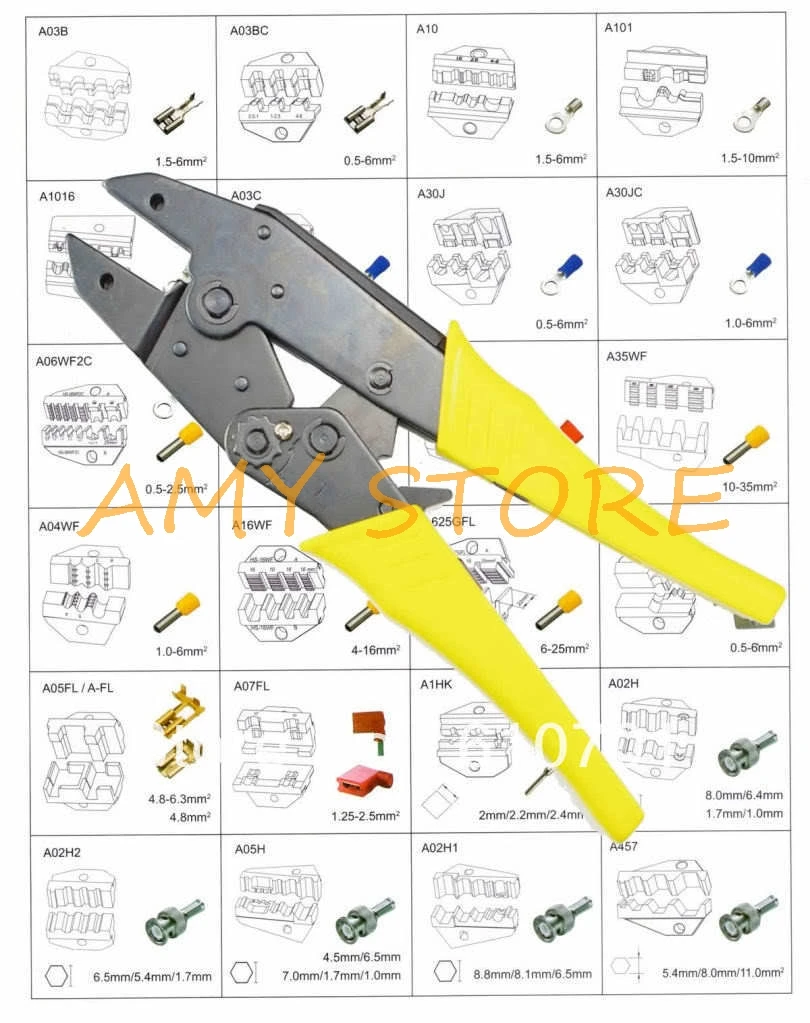 25pcs Professional Ratchet Terminal Crimper Plier 24 Dies Kit with One 9