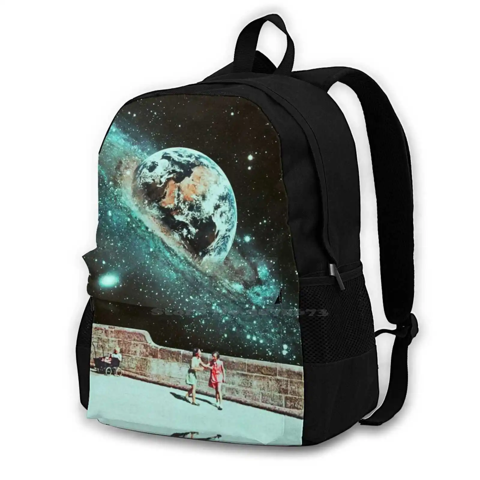 View From Space Window School Bags For Teenage Girls Laptop Travel Bags Space Retro Vintage Earth Sun Saturn Jupiter Moons