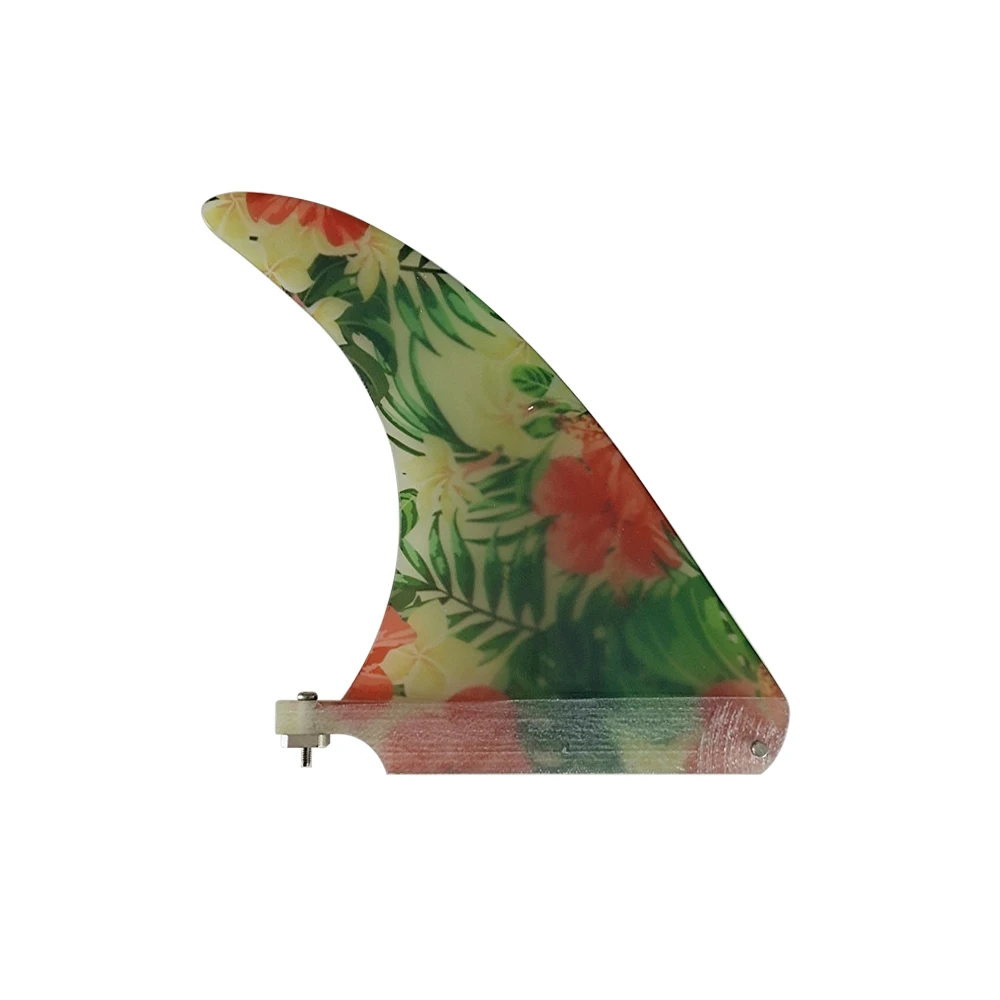 Yepsurf-Longboard Fin fibre de verre pour le surf, aileron unique, stand up paddle, tissu fleuri, couleur Surf, aileron de planche de surf 7 pouces