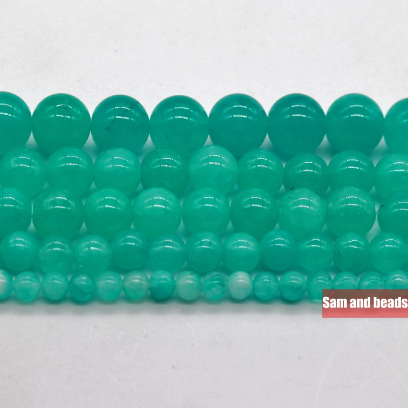 Wholesale Natural Stone Green Amazonite round loose beads for Bracelet Necklace Jewelry Making Accessories GAB20