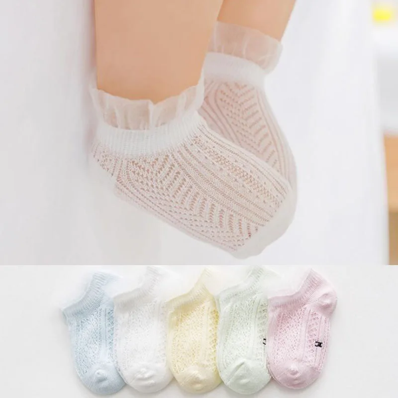 5 Pairs/Lot Summer New Thin Mesh Baby Socks Lovely Lace Flower Princess Girl Socks Girls Socks 1-3 Years Sokken