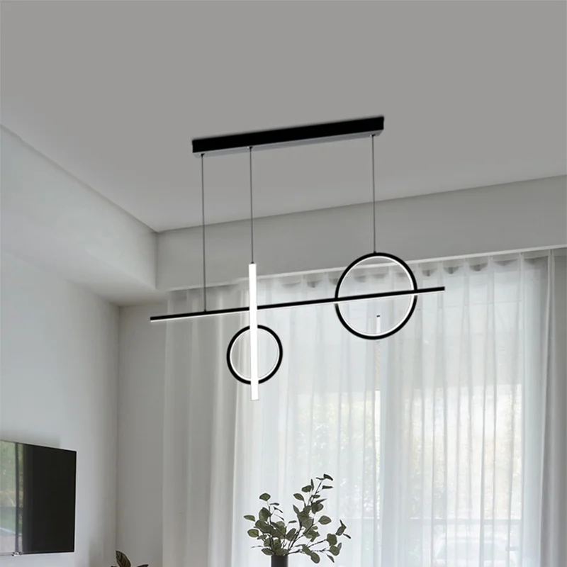 Modern led circle chandelier Minimalist Ring chandelier Living Room Art Design Gold Black kitchen island chandelier