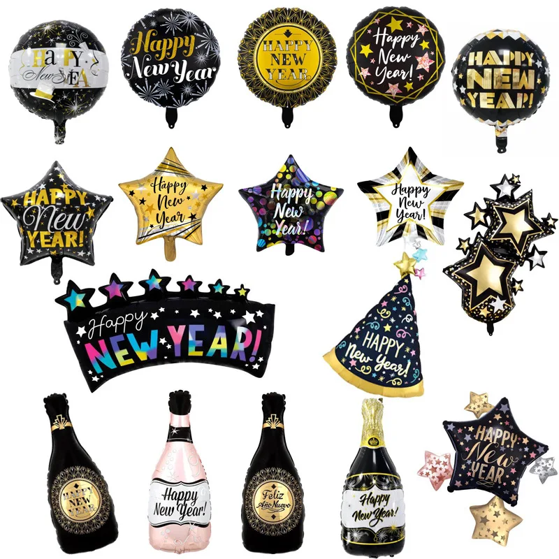 

New Year wine bottle series aluminum film balloon five-pointed star ball banquet banquet venue decoration supplies