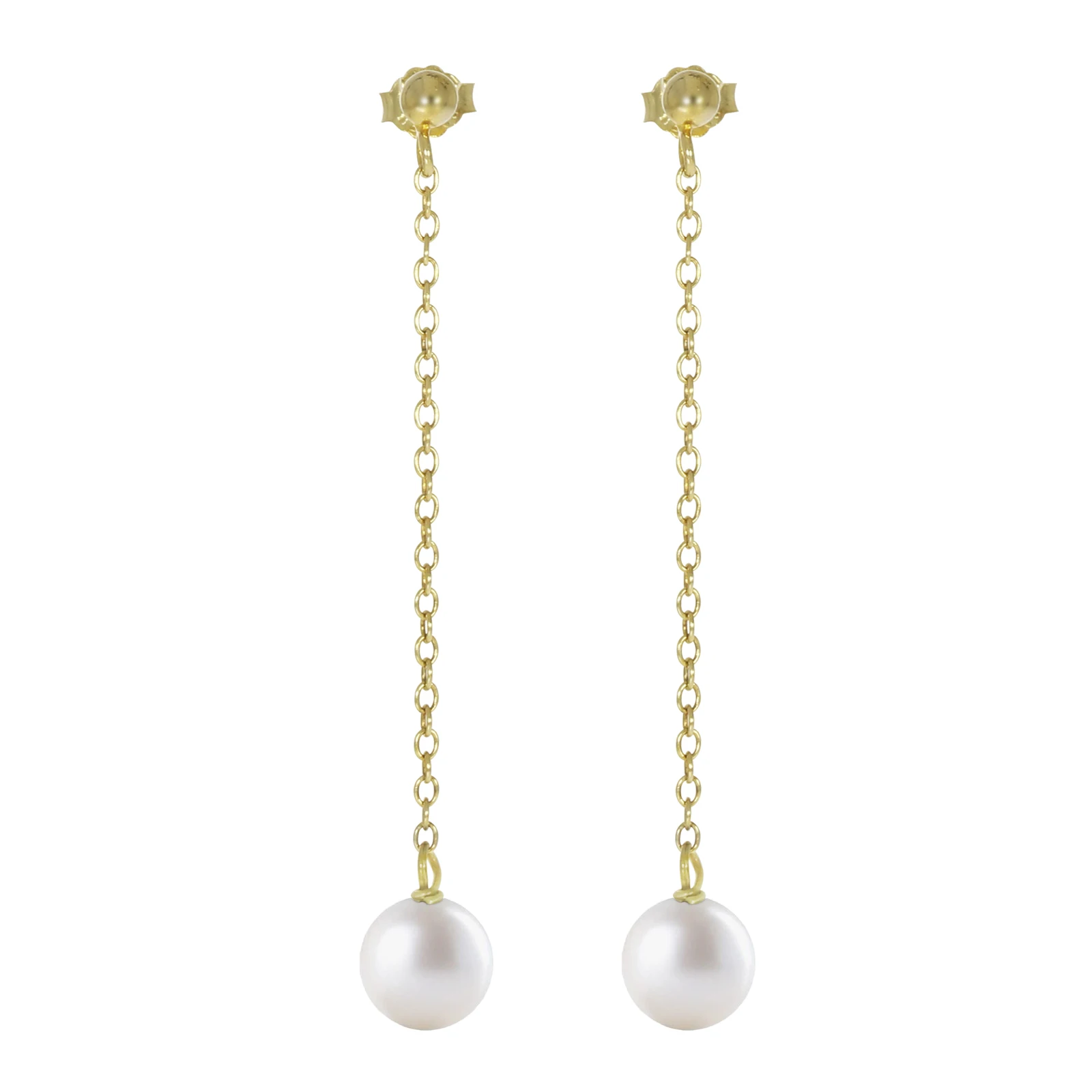 

925 Sterling Silver Freshwater Cultured Pearl Chain Drop Earrings For Women 14K Gold Plated Fashion Handmade Simple Girl Gifts