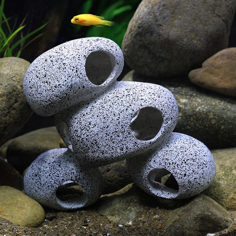 Aquarium Rock Cave Fish Tank Pond Hideaway for Shrimp Cichlid Hiding Breeding Spawning Hideout Decor Fish Tank Stone Ornament