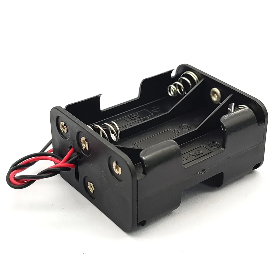 6AA 9V Battery Storage Holder 6 AA Battery Case AA Battery Box Battery Clip Slot Double Layer Back To Back With Cable