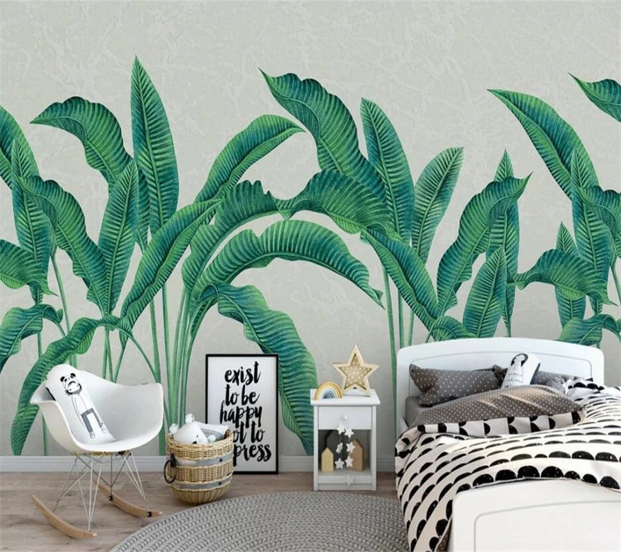 

Custom wallpaper 3d mural papel de parede modern minimalist hand painted watercolor plant leaves Nordic TV background wall paper