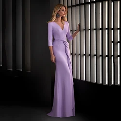 Vintage Plus Size Mother Of The Bride Dresses V-Neck Button Back Long Sleeves Floor Length Groom's Mom Formal Party Gowns 2024