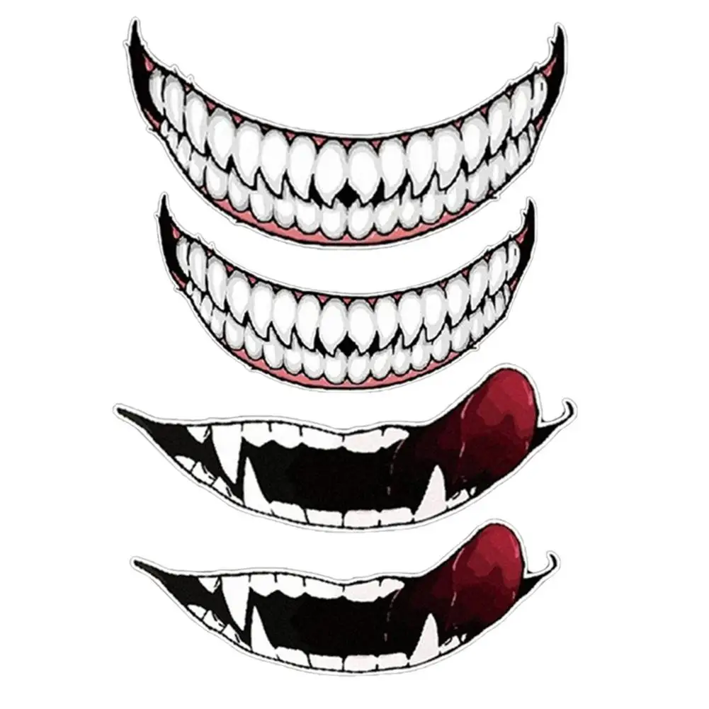 Motorcycle Helmet Stickers Personality Teeth Car Decorative Decal Self Adhesive For Motorbike Teeth Car Sticker DIY Stickers