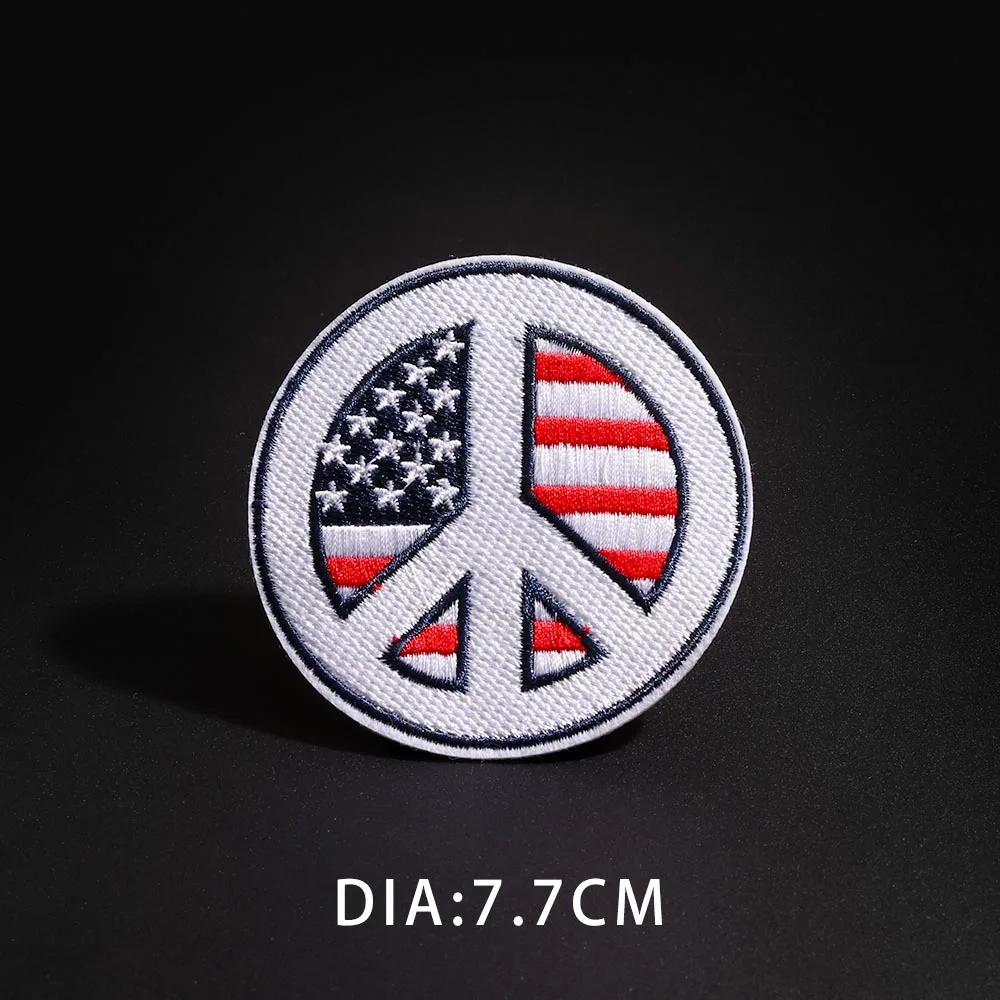 Black round tide brand LOGO embroidery badge patch cloth stickers DIY clothing hat ironing accessories elbow decals for children