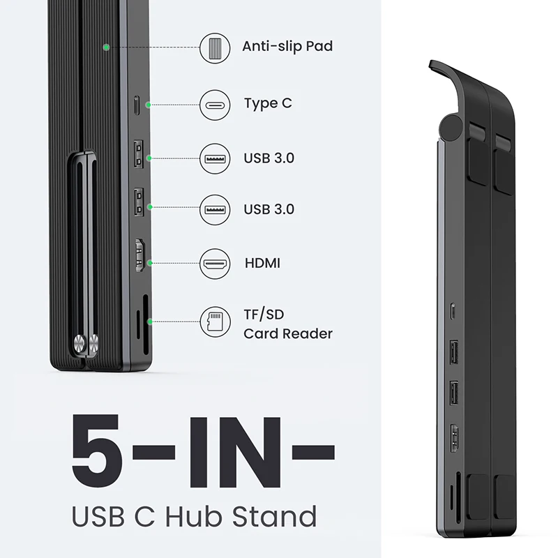 【X-Kit Holder HUB】UGREEN USB HUB Docking Station USB C 4K HDMI TF SD 2 USB 3.0 Ports Laptop Stand for Macbook Dell USB HUB