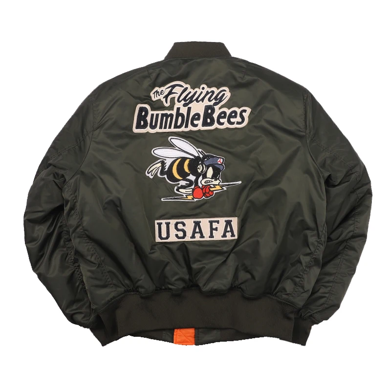 2023 USAFA WW2 Flying Bumble Bees Patch Embroidered Bomber Jacket  Men Air Force Pilot Flight Winter Coat Warm Padded Outwear