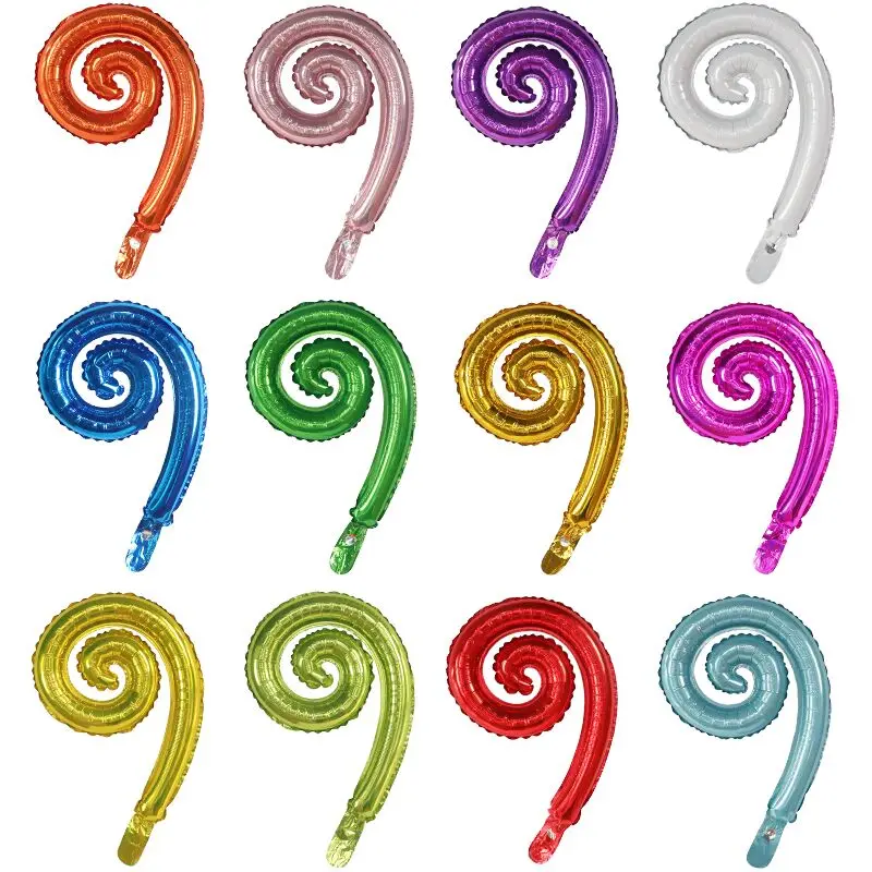 10pcs Kurly Spiral Wave Foil Balloon Birthday Wedding Party Modeling Decoration Supplies Balloons Kids Toy Curve Air Ball Globos