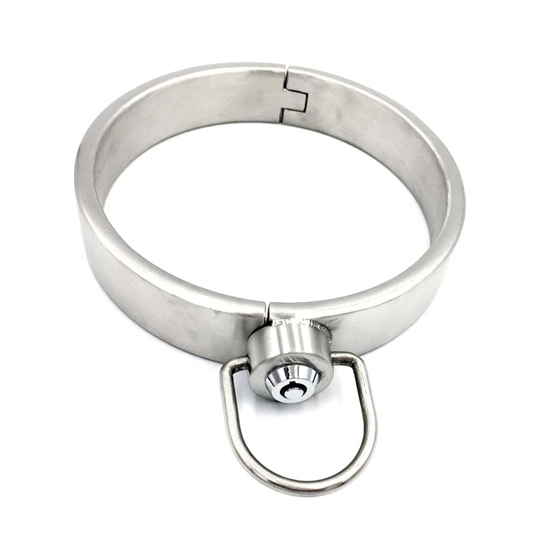 Hi-Q Press Lock Stainless Steel Neck Collar Restraints Fetish Slave BDSM Lockable Choker Neck Cuff Adult Games Sex Shop Couples