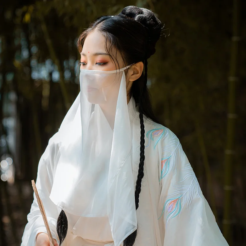 

Hanfu однотонная вуаль, Женский античный чехол, Солнцезащитная полупрозрачная универсальная маска, Пылезащитная маска для косплея оперы