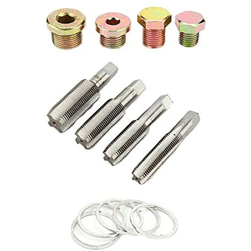 Oil Pan Thread Repair Kit Oil Pan Thread Repair Kit Sump Gearbox Drain Plug Tool Set M13 M15 M17 M20, 64pcs ,VT01072