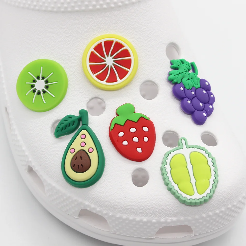 Novelty 1pcs Cute Fruit Theme Shoe Charms Funny DIY Garden Shoe Aceessories Fit Sandals Buckle PVC Unisex Kids Gifts