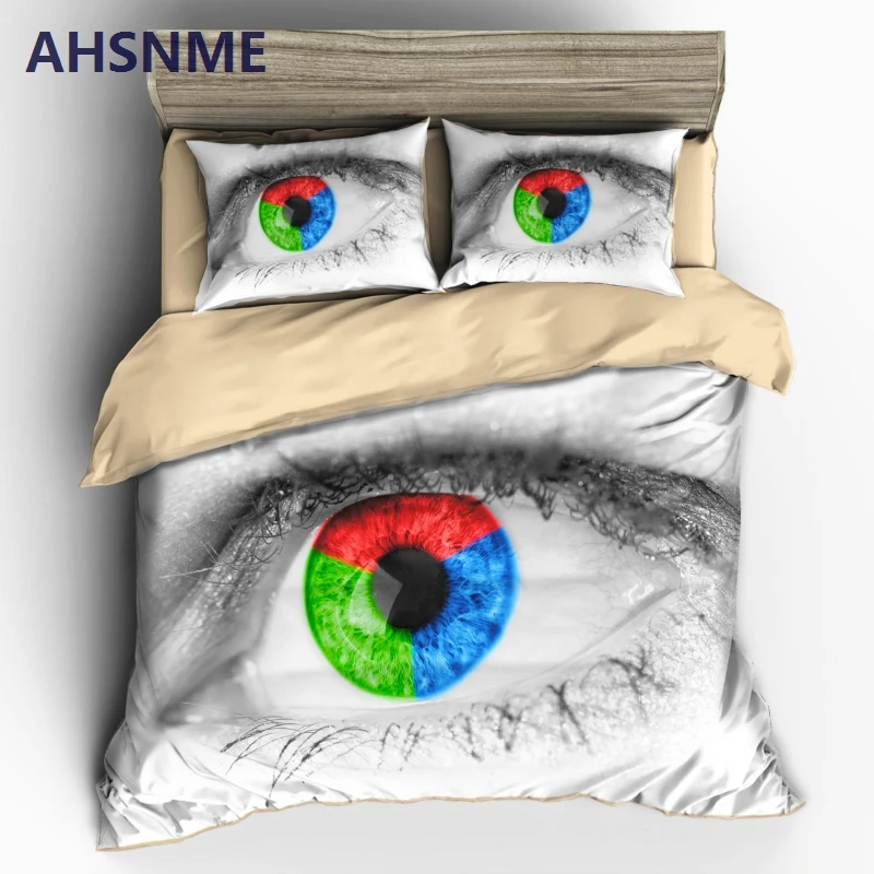 AHSNME 3D Colored Beautiful Eyes Duvet Cover Sets Alan Olav Walker 100% Microfiber Bedding Set 3pcs