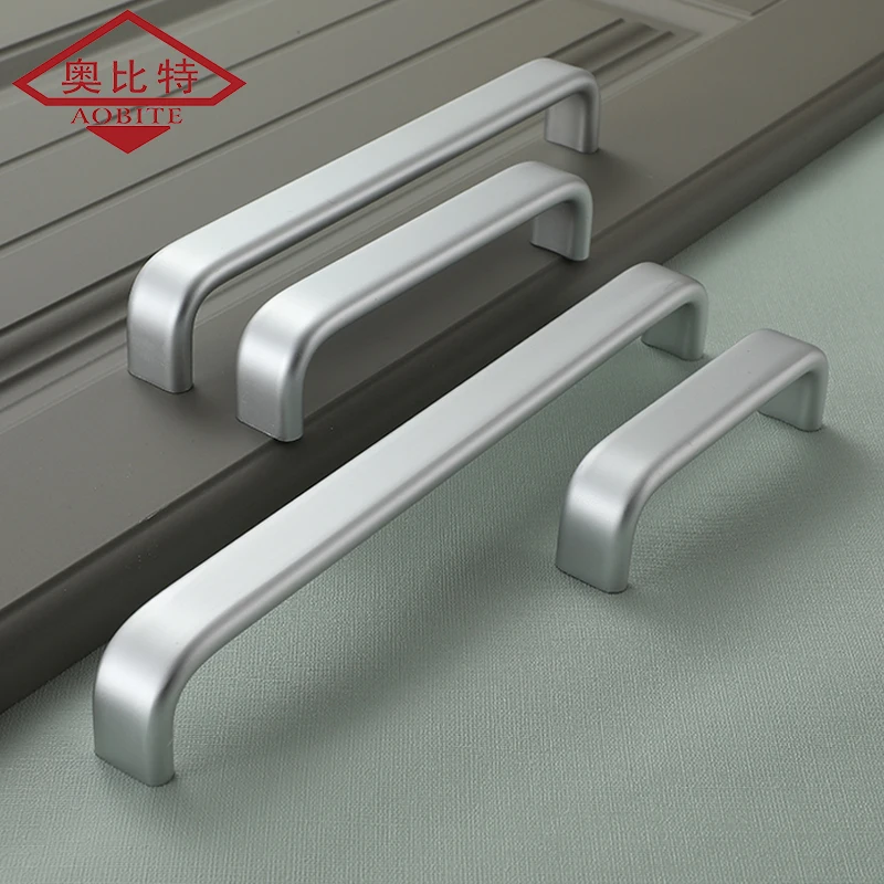 AOBT Silver Cabinet Door Handles Furniture Cupboard Handle 256mm Modern Dressser Wardrobe Cabinet Knobs and Pulls Hardware 230