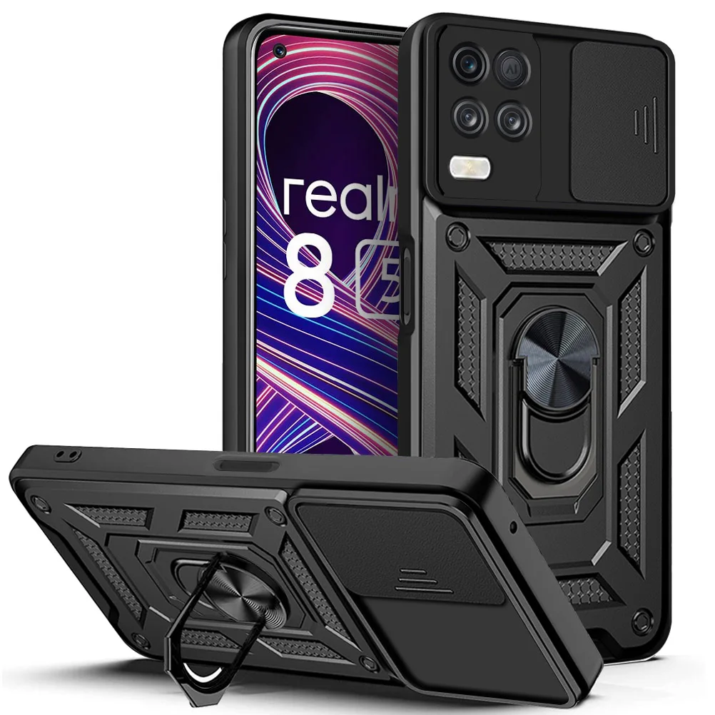 Ring Case for Realme 8 Slide Camera Protector on Hard  Armor Shockproof Cover For Realme8 Pro 8i 4G 5G