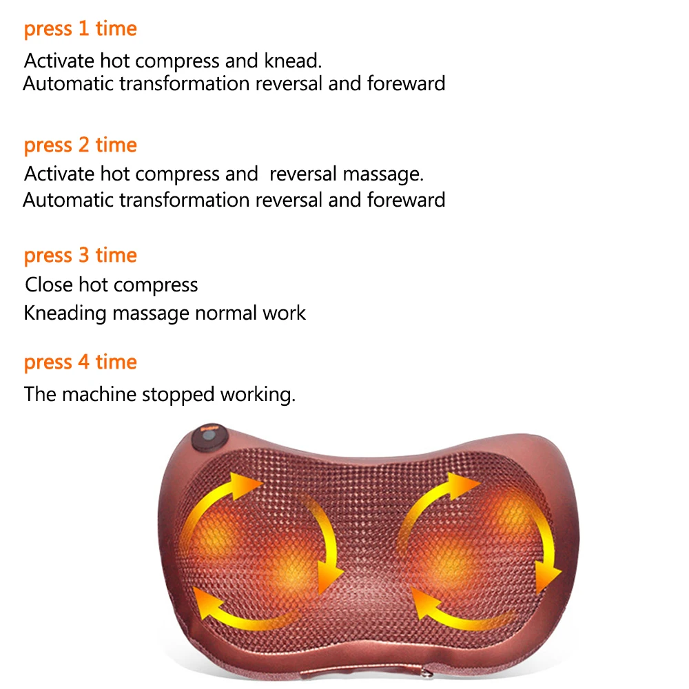 Rotating Shiatsu Massage Pillow Backrest Waist Cervical Pillow Household Car Electric Shiatsu Massager Back Massage Pillow