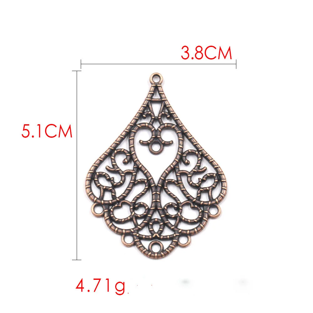 12 Stück Zinklegierung Antik-Kupfer Hohle Schmuckverbinder Anhänger Schmuckzubehör – Detail 1