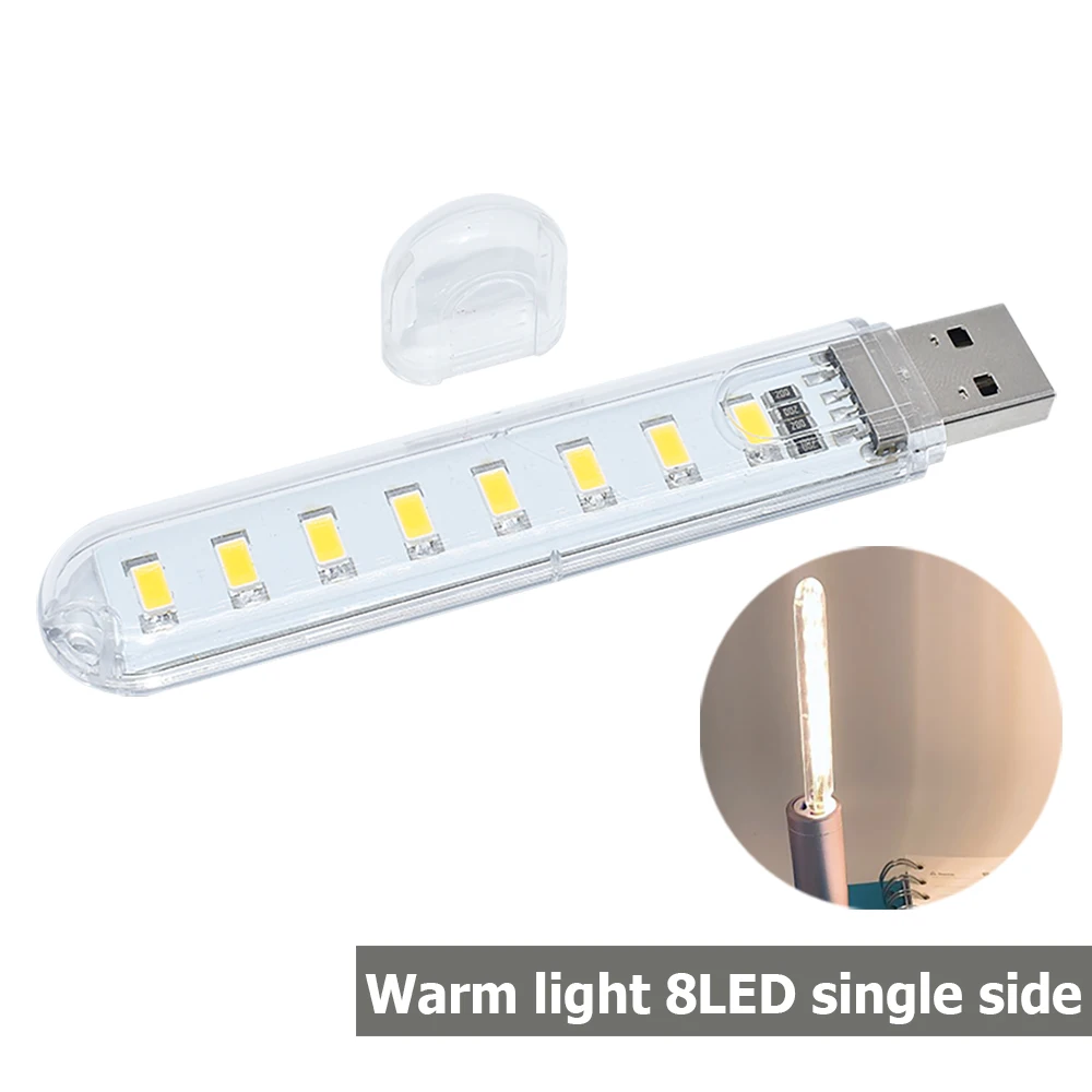 USB LED Book Lights 2-24LEDS SMD 5630 5730 LED Bulb 5V Power Input White 5000-6500K Warm White 3000-3500K USB Night light