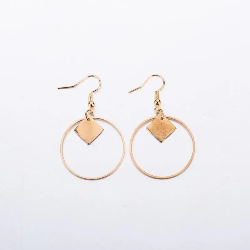 Wholesale Korean Fashion Cute Earrings Jewelry Geometric Round Square Long Stud Earrings Women Fashion Jewelry 2019 Oorbellen