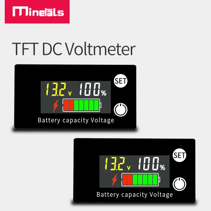 Водонепроницаемый Вольтметр постоянного тока, постоянный ток, 8-100 в, индикатор емкости, измеритель мощности, литиевый, свинцово-кислотный элемент LiFePO4, 12 В, 24 В, 48 В