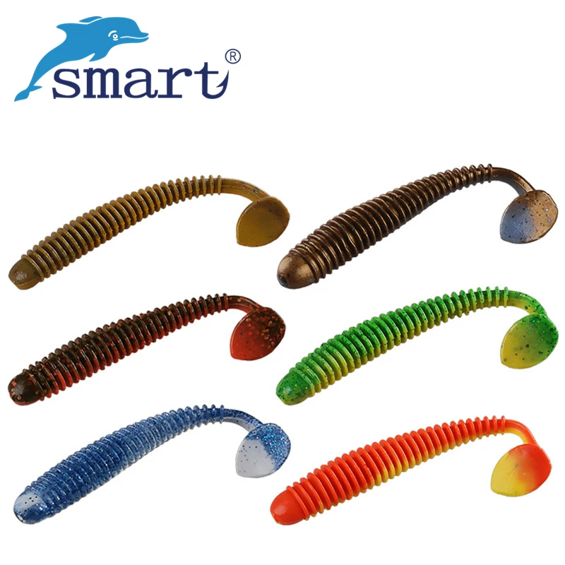 Smart 75mm/1.9g 87.5mm/3.9g Soft Fishing Lure Single T-tail Silicone Baits Iscas Artificiais Para Pesca Soft Lures Fly Fishing