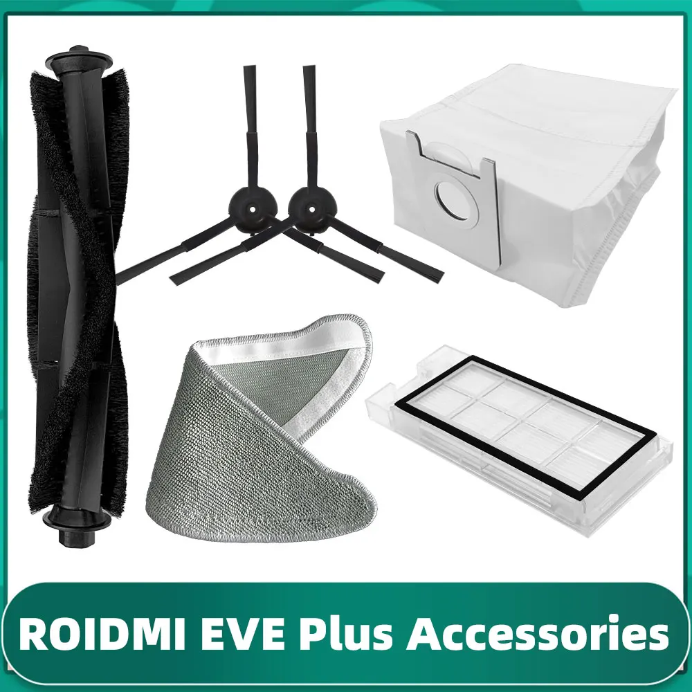 

Fit for Roidmi Eve Plus SDJ01RM / XCLEA H30 Plus / H40 Plus Main Side Brush Hepa Filter Mop Cloths Dust Bag Robot Vacuums Part