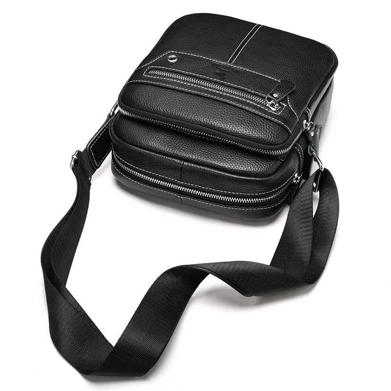 Imagem -03 - Bolsa Masculina de Couro Genuíno Bolsa de Ombro Masculina Bolsa do Mensageiro Moda Zíper Casual Crossbody Pacote Bolsa de Presente para o Homem