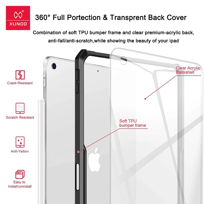 아이패드 미니 4 5 6 2021 케이스, 아이패드 미니 6 케이스, Xundd 에어백 범퍼 낙하 방지 태블릿 커버, 애플 아이패드 미니 4 미니 5 케이스