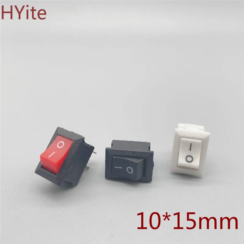 

10Pcs Push Button Switch 10x15mm SPST 2Pin 3A 250V KCD11 Snap-in On/Off Boat Rocker Switch 10MM*15MM Black Red and White