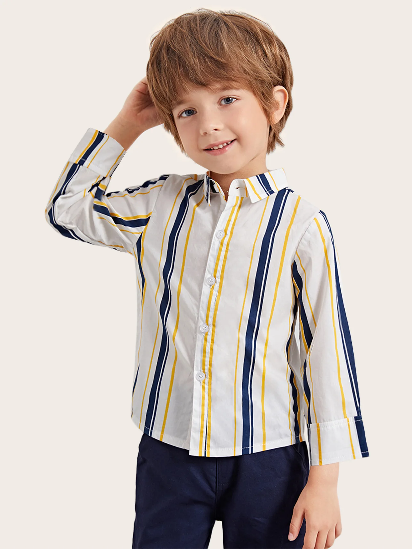 England Style Autumn Baby Boy Shirt Child Long Sleeve Striped Cotton Blouse Casual Tops Gentlemen Boys Clothes