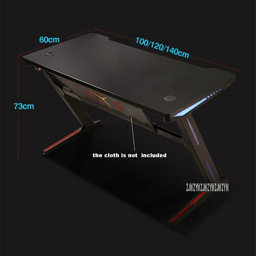 Z-A 1.2m Remote Control RGB Light E-Sports Computer Table Gaming L aptop Desk Profession Steel Frame Single Player Gamers Table