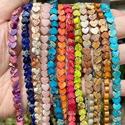 천연 하트 스톤 바다 침전물 재스퍼 둥근 느슨한 스페이서 비즈, 쥬얼리 제작 DIY 팔찌 수제, 6x3mm