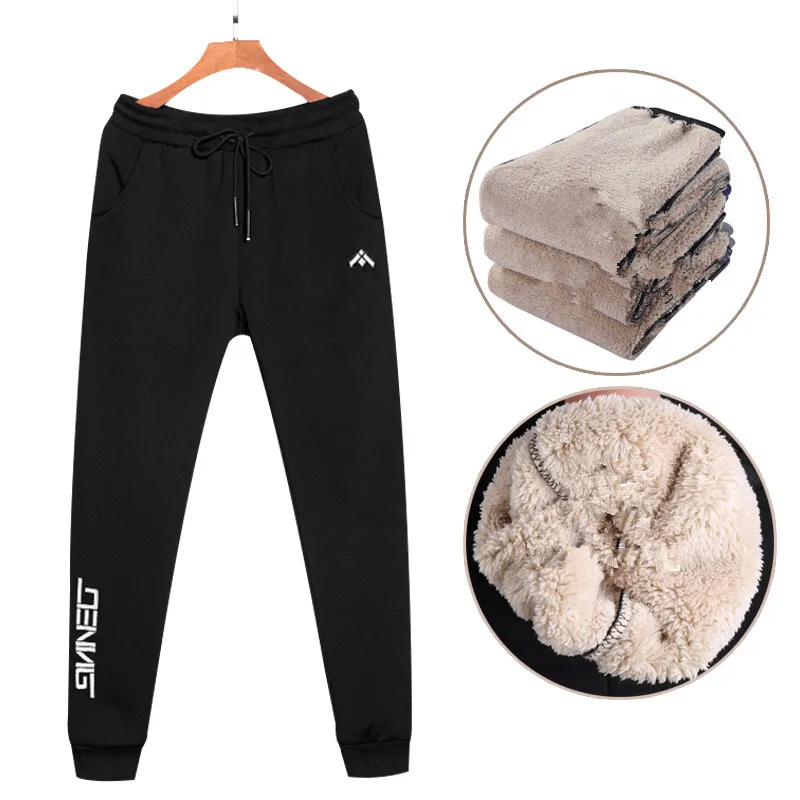 

Men's Super Winter Warm Pants Outside Fleece Joggers Thicken Sweatpants Heavyweight Zipper Trousers Streetwear Men 8xl