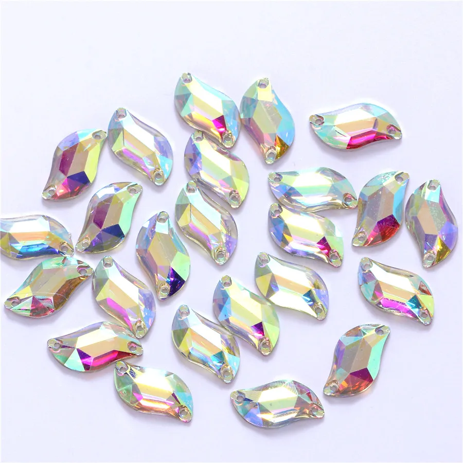 3 sizes S shape Resin Sew on Rhinestone Crystal AB flatback Sewing Stones strass for clothing accessories shoes