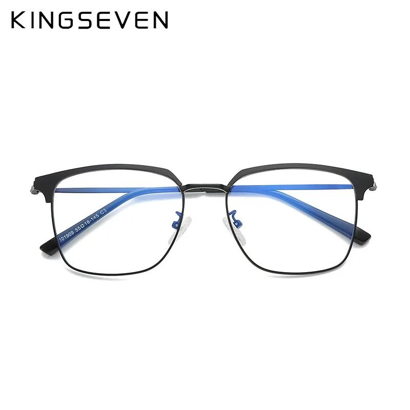 

KINGSEVEN Titanium Glasses Frame Men Square Eyewear Male Classic Optical Prescription Eyeglasses Computer anti-blue glasses