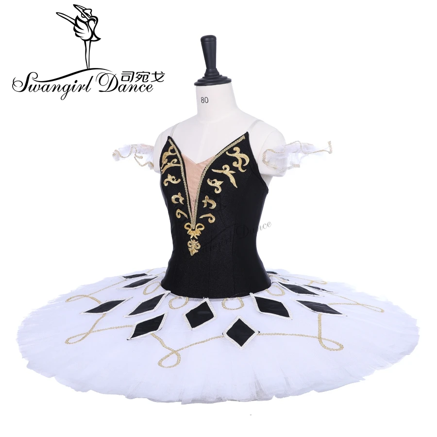 Women Harlequinade Professional Tutu White Black Pancake Platter Performance Tutus Ballet Stage Costume Tutu Costume BT9228