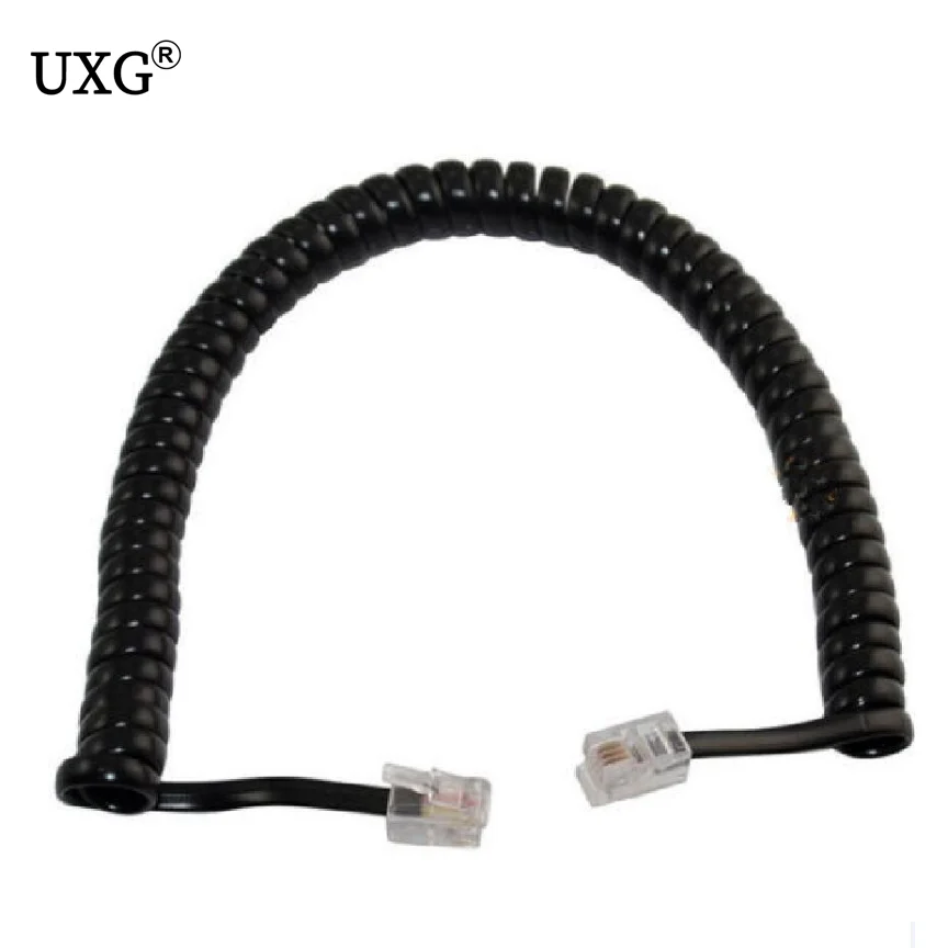 2m 200cm Telephone Extension Cord Lead Phone Coiled Cable Wire Line 4P4C Plug RJ11