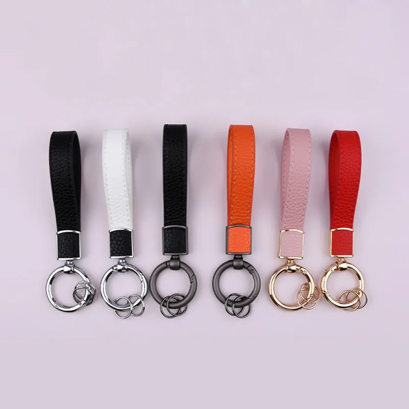 Women's Luxury Metal Leather Keychain Holder Men's Gadgets Couple Auto Keyring Accessories High Quality Car Key Holder