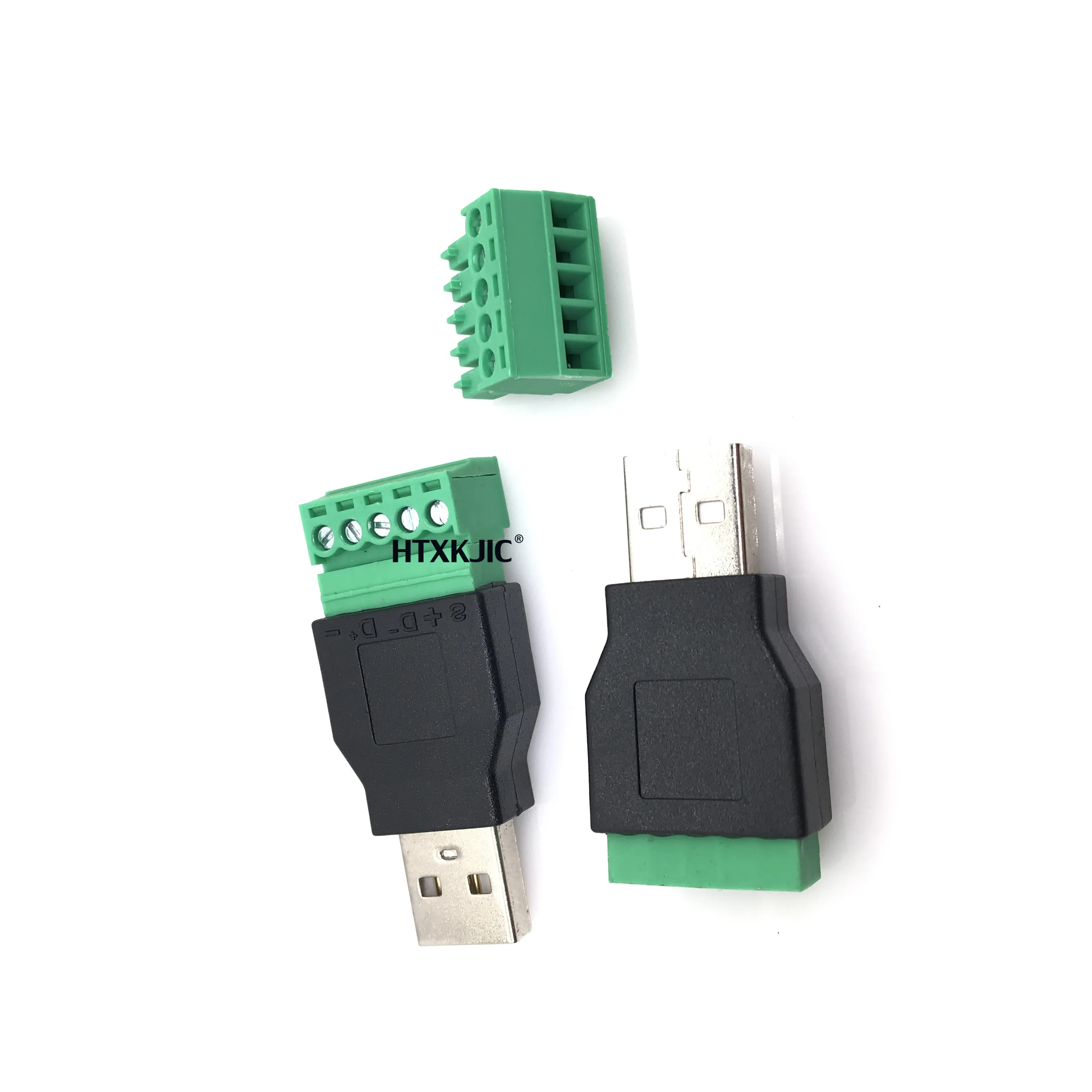 1 قطعة USB 2.0 نوع أ ذكر/أنثى إلى 5 دبوس برغي موصل USB جاك مع درع USB2.0 إلى المسمار محطة التوصيل