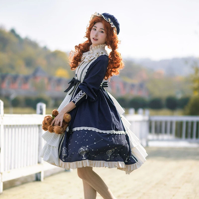 Robe élégante de style victorien, taille haute, tenue de cour française, kawaii, fée lolita palace, princesse lolita, adorable, loli cos