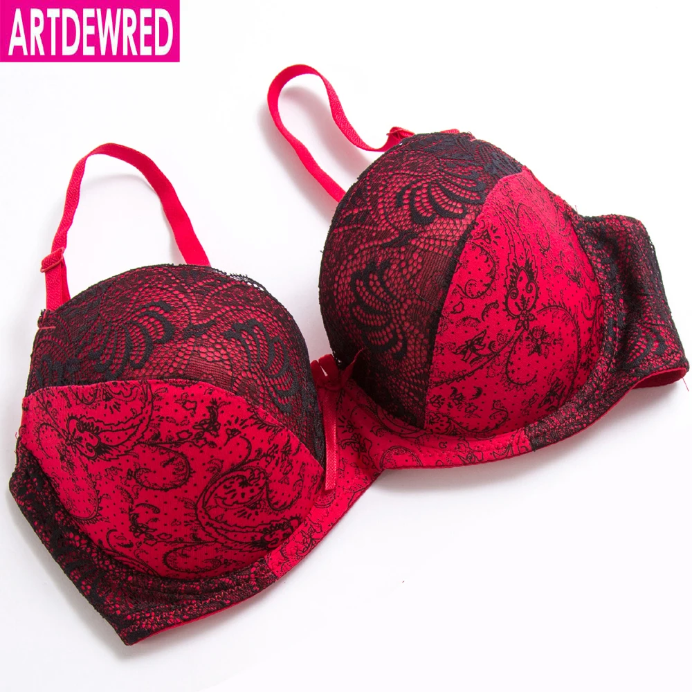 Womens Lager Bosom Print Bras Underwired Sexy Lingerie Floral Lace  Bralette BH Plus Size Brassiere 