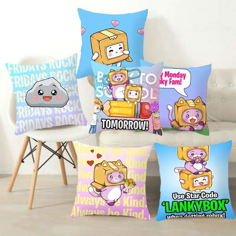 

Anime Lankybox Print Designer Pillow Cases Lanky Box Cushion Cover Lankybox Series Cartoon Pillow Case Home Decor Pillowcase