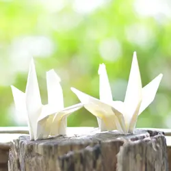 50PCS White Folded Origami Paper Crane Premade Handmade Birds Garland for Wedding Party Home Decor Baby Shower Party Favors