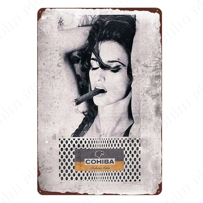 Sexy Lady Cigar Vintage Metal Poster, Tin Sign, Wall Decor for Bar, Cafe, Club Room, Smoke Shop, Home, Man Cave Art Painting