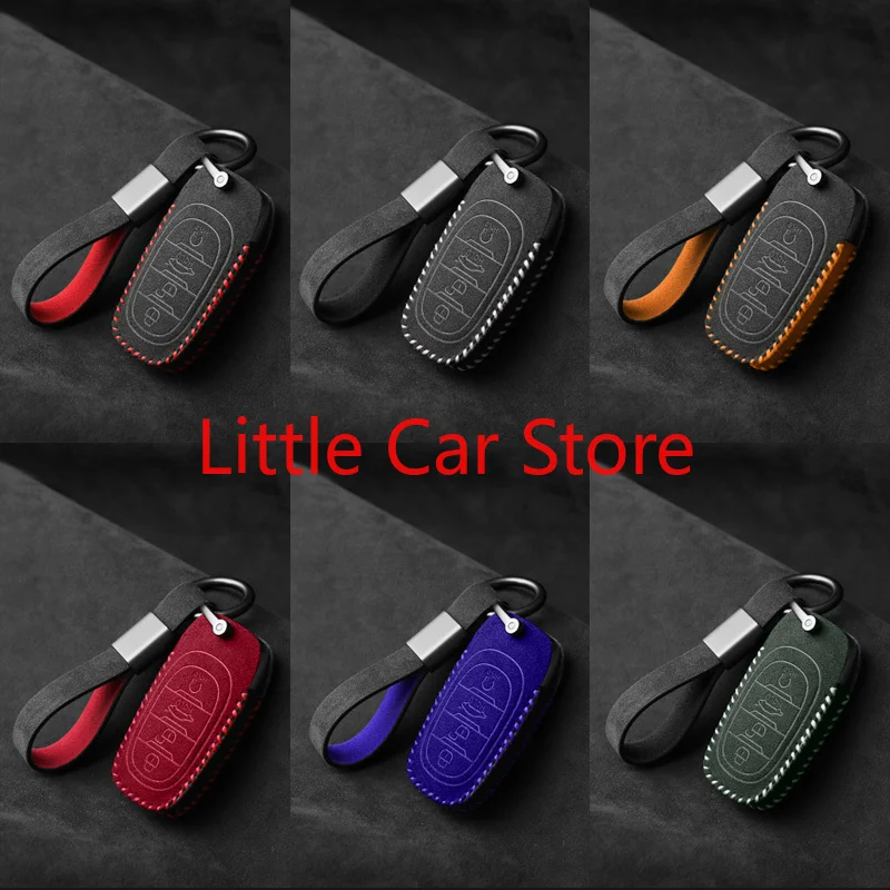 For HongQi H5 H7 H9 HS5 HS7 EHS9 Alcantara Suede Key Case Cover Key Holder Keychain For Car Keys Car Accessories